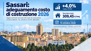 Adeguamento costo di costruzione – Variazione percentuale indice ISTAT – art. 16 comma 9 del T.U. Edilizia D.P.R. 380/2001. Anno 2026